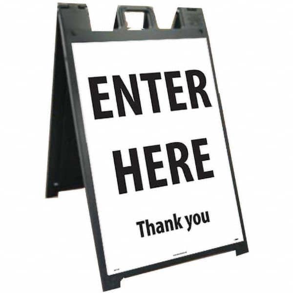 NMC - "ENTER HERE", 25" Wide x 45" High, Plastic Safety Sign - Apex Tool & Supply