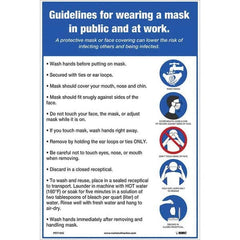 NMC - "COVID 19 - Guidelines for Wearing a Mask in Public and at Work", 12" Wide x 18" High, Vinyl Safety Sign - Apex Tool & Supply