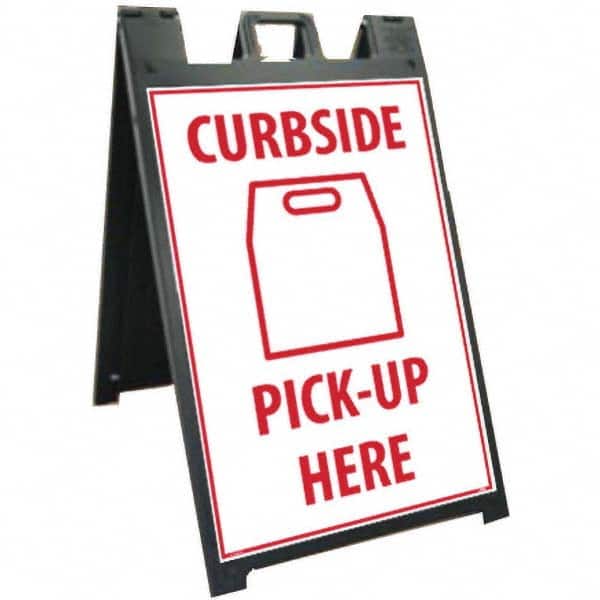NMC - "Curbside Pick-Up Here", 25" Wide x 45" High, Plastic Safety Sign - Apex Tool & Supply