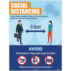 NMC - "COVID 19 - Social Distancing", 18" Wide x 24" High, Paper Safety Sign - Apex Tool & Supply