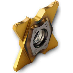 Grooving Insert: TQJJ TT9080, Solid Carbide TiAlN & TiN Finish, Neutral, 0.124″ Cutting Width, Series TQJ27