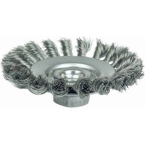 4″ Knot Wire Bevel Brush, .014″ Steel Fill, M10x1.25 Nut - Apex Tool & Supply