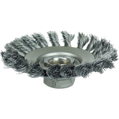 4″ Knot Wire Bevel Brush, .014″ Steel Fill, 5/8″-11 UNC Nut - Apex Tool & Supply