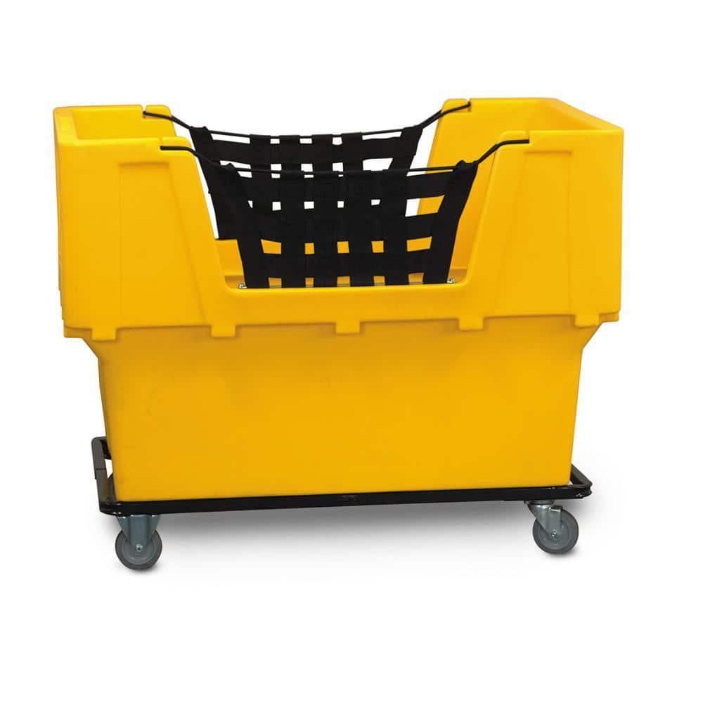 Polyethylene Basket Truck: 18 lb Capacity, 37″ Deep, 48″ Long (2) Rigid & (2) Swivel Wheels, 4″ Wheels, Rubber Casters