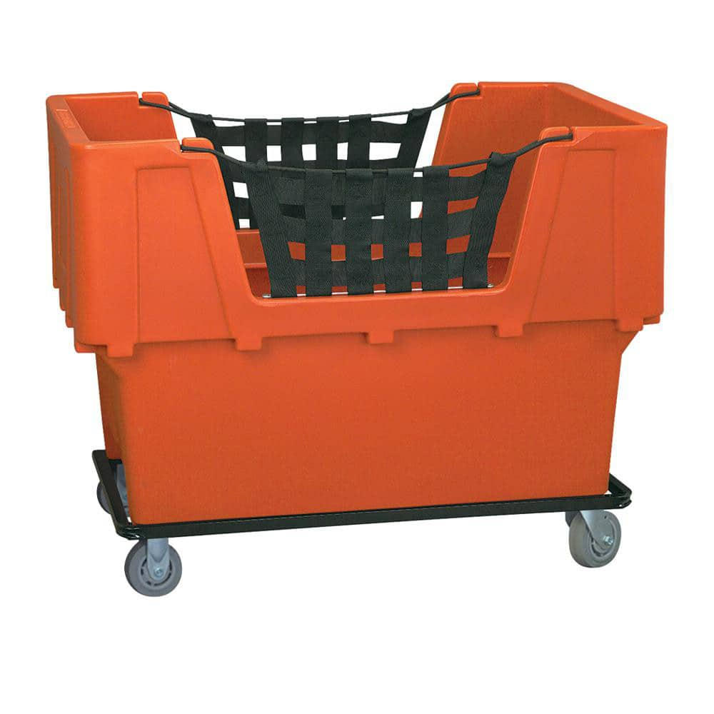 Polyethylene Basket Truck: 18 lb Capacity, 37″ Deep, 48″ Long (2) Rigid & (2) Swivel Wheels, 4″ Wheels, Rubber Casters