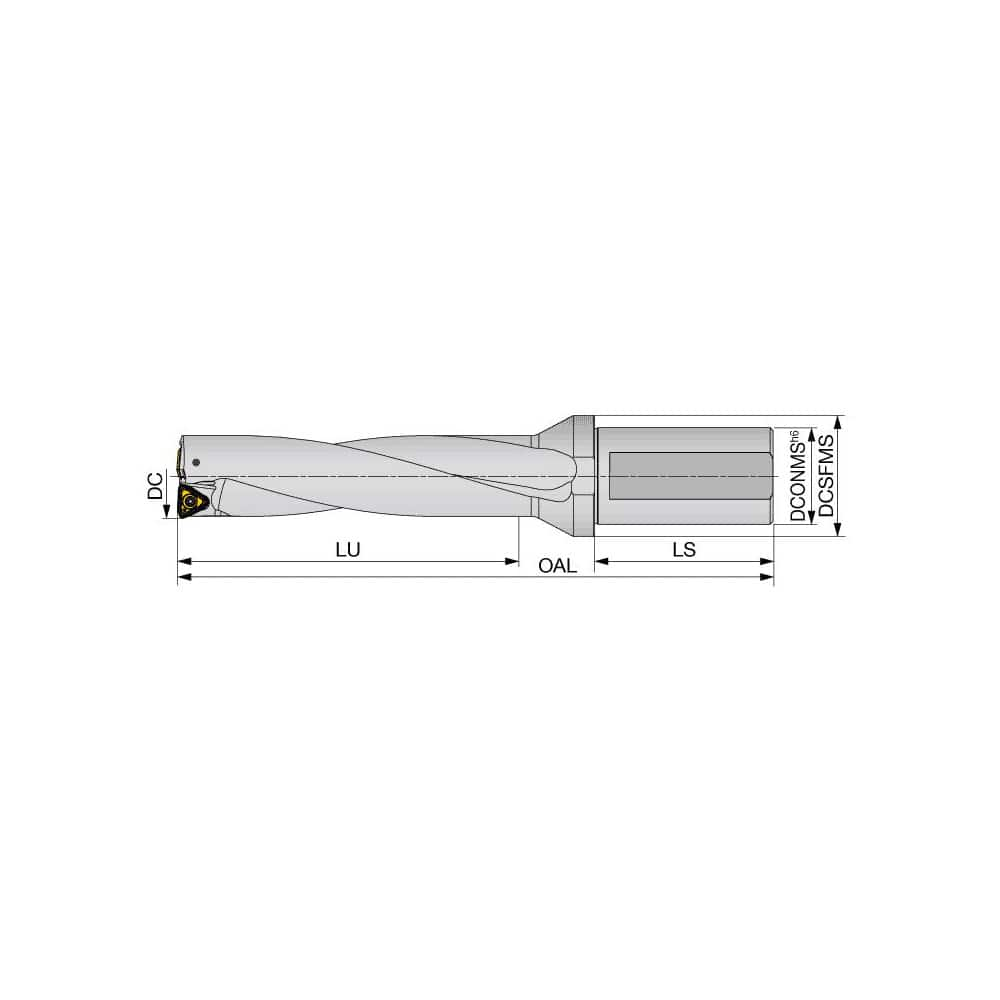 Indexable Insert Drills; Drill Style: TDS; Maximum Drill Diameter (mm): 25.50; Maximum Drill Depth (mm): 102.90; Shank Type: Flatted; Shank Diameter (Inch): 25; Shank Diameter (mm): 25.00; Number of Drill Inserts: 2; Cutting Direction: Right Hand; Tool Ma