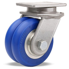 Swivel Top Plate Caster: Polyurethane on Aluminum, 4″ Wheel Dia, 3″ Wheel Width, 720 lb Capacity, 5-1/8″ OAH 3.625″ Plate Length, 2.5″ Plate Width, Non-Marking