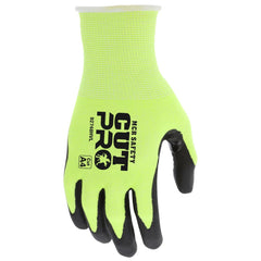 Cut, Puncture & Abrasive-Resistant Gloves: Size XS, ANSI Cut A4, ANSI Puncture 3, Nitrile, HPPE High-Visibility Lime, Palm & Fingertips Coated, HyperMax Back, Nitrile Dipped Grip, ANSI Abrasion 5