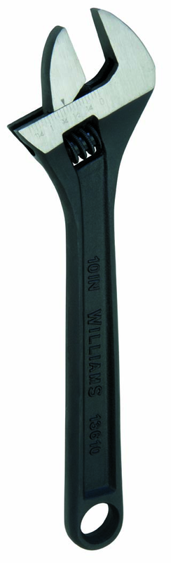 1-11/16" Opening - 15" OAL - Black Adjustable Wrench - Polished Head - Apex Tool & Supply
