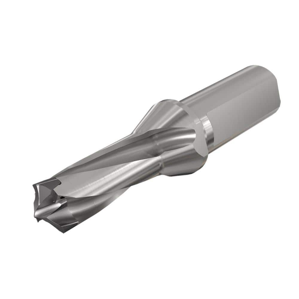 Replaceable Tip Drill: 0.866 to 0.902'' Drill Dia, 1.485″ Max Depth, 1'' Flatted Shank Uses H3P Inserts, 5.3″ OAL, Through Coolant