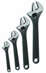 4 Piece Black Adjustable Wrench Set - Apex Tool & Supply