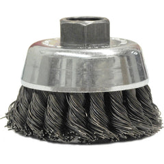 2-3/4″ Single Row Knot Wire Cup Brush, .020″ Steel Fill, M10x1.25 Nut - Apex Tool & Supply