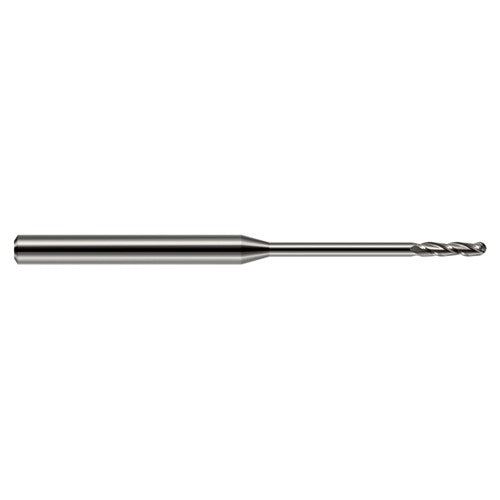 ‎0.04″ Dia. × 1/8″ Shank × 0.2″ DOC × 2-1/2″ OAL, Carbide Uncoated, Long , 3 Flute, Ballnose End Mill - Exact Industrial Supply