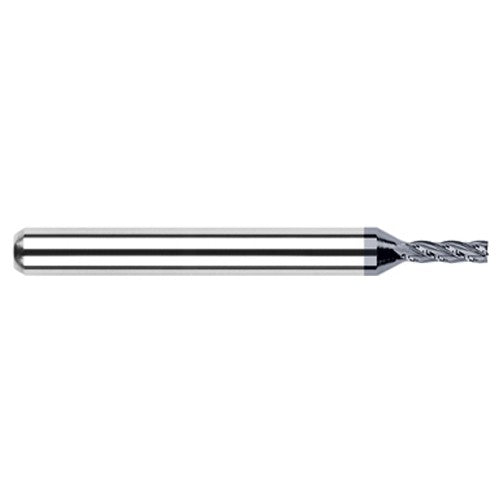 Miniature End Mills - Stub & Standard - 0.0150″ (1/64″) Cutter Diameter × 0.0220″ Length of Cut Carbide Square End Mill, 2 Flutes, AlTiN Coated - Exact Industrial Supply