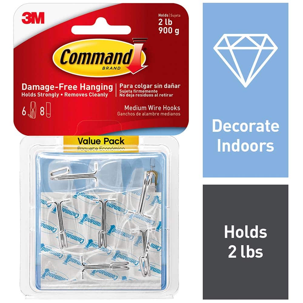 3M - All-Purpose & Utility Hooks; Type: Hooks Kit ; Overall Length (Inch): 2-11/64 ; Material: Plastic ; Projection: 0.83 ; Material: Plastic ; Overall Width: 0.875 - Exact Industrial Supply