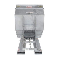 Stationary Tilt Hopper: 6,000 lb Capacity, 42″ Wide, 61.13″ Long, 42.75″ High Gray, Powder Coated Steel, Hand Control