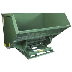 Stationary Tilt Hopper: 6,000 lb Capacity, 86″ Wide, 71.5″ Long, 59.5″ High Green, Powder Coated Steel, Hand Control