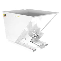 Stationary Tilt Hopper: 4,000 lb Capacity, 57″ Wide, 68.31″ Long, 51.8125″ High White, Powder Coated Steel, Hand Control