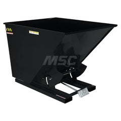 Stationary Tilt Hopper: 6,000 lb Capacity, 57″ Wide, 68.31″ Long, 51.8125″ High Black, Powder Coated Steel, Hand Control