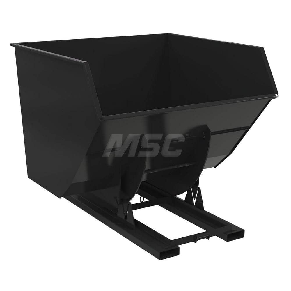 Stationary Tilt Hopper: 6,000 lb Capacity, 79″ Wide, 72.94″ Long, 64.375″ High Black, Powder Coated Steel, Hand Control