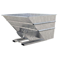 Stationary Tilt Hopper: 6,000 lb Capacity, 82″ Wide, 69″ Long, 51″ High Gray, Powder Coated Steel, Hand Control