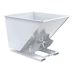 Stationary Tilt Hopper: 4,000 lb Capacity, 57″ Wide, 69″ Long, 52″ High White, Powder Coated Steel, Hand Control