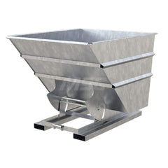 Stationary Tilt Hopper: 6,000 lb Capacity, 57″ Wide, 69″ Long, 51″ High Gray, Powder Coated Steel, Hand Control