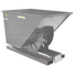 Stationary Tilt Hopper: 4,000 lb Capacity, 42″ Wide, 61.13″ Long, 42.6875″ High Gray, Powder Coated Steel, Hand Control