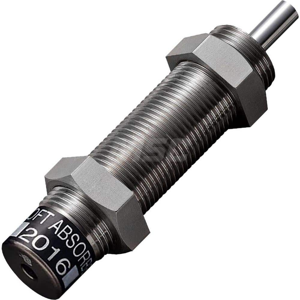 Standard-Duty Shock Absorber: 6 mm Rod Dia, 27.7 mm OD, 16 mm Stroke, M20 x 1.5 Thread 93 mm OAL, 18.1 lb Force