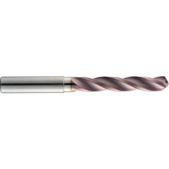 #21 Dia. × 6 mm Shank × 36 mm Flute Length × 74 mm OAL, 5xD, 124°, TM, 3 Flute, Coolant Thru, Round Solid Carbide Drill - Exact Industrial Supply