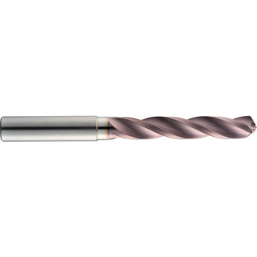 37/64″ Dia. × 0.6299″ Shank × 83 mm Flute Length × 5.236″ OAL, 5xD, 124°, TM, 3 Flute, Coolant Thru, Round Solid Carbide Drill - Exact Industrial Supply