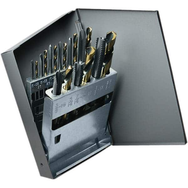 Cle-Line - Tap & Drill Sets Minimum Tap Thread Size (Inch): #6-32 Maximum Tap Thread Size (Inch): 1/2-13 - Apex Tool & Supply