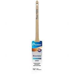 Premier Paint Roller - 1-1/2" Tapered Nylon Trim Brush - 2-3/16" Bristle Length, 7" Wood Sash Handle - Apex Tool & Supply