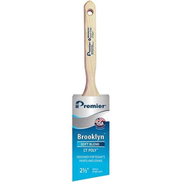 Premier Paint Roller - 2-1/2" Tapered Polyester Angular Brush - 2-15/16" Bristle Length, 7-1/2" Wood Sash Handle - Apex Tool & Supply