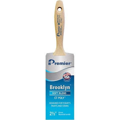 Premier Paint Roller - 2-1/2" Tapered Polyester Varnish Brush - 2-15/16" Bristle Length, 5-1/2" Wood Beavertail Handle - Apex Tool & Supply