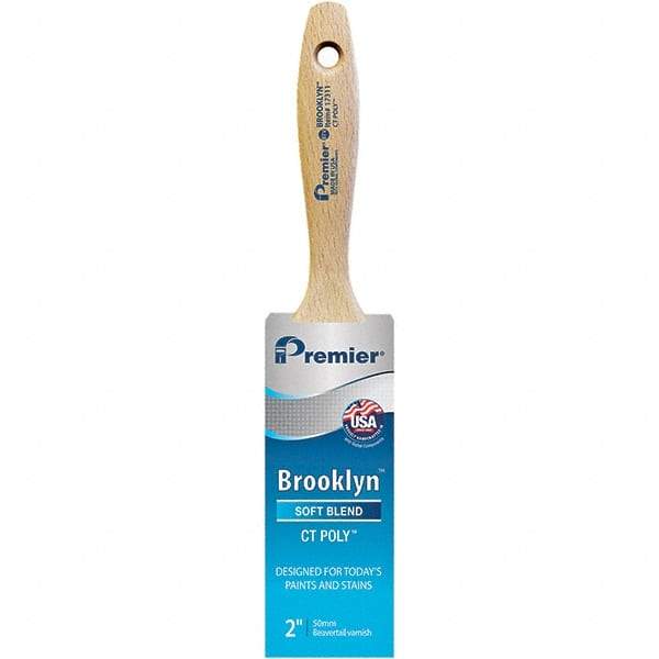 Premier Paint Roller - 2" Tapered Polyester Varnish Brush - 2-11/16" Bristle Length, 5-1/4" Wood Beavertail Handle - Apex Tool & Supply