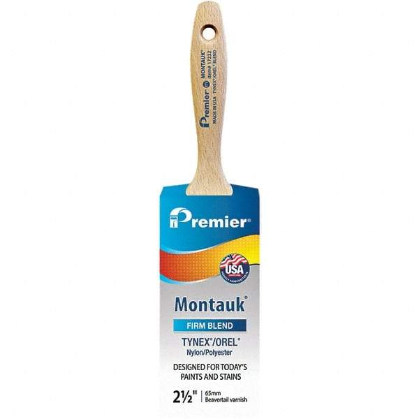 Premier Paint Roller - 2-1/2" Tapered Nylon/Polyester Varnish Brush - 2-15/16" Bristle Length, 5-1/2" Wood Beavertail Handle - Apex Tool & Supply