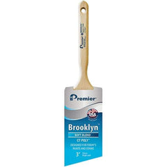 Premier Paint Roller - 3" Tapered Polyester Angular Brush - 3-3/16" Bristle Length, 7-1/2" Wood Sash Handle - Apex Tool & Supply