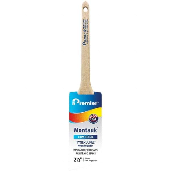 Premier Paint Roller - 2-1/2" Tapered Nylon/Polyester Trim Brush - 2-11/16" Bristle Length, 8" Wood Sash Handle - Apex Tool & Supply