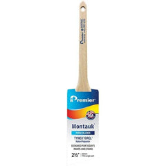Premier Paint Roller - 2-1/2" Tapered Nylon/Polyester Trim Brush - 2-11/16" Bristle Length, 8" Wood Sash Handle - Apex Tool & Supply