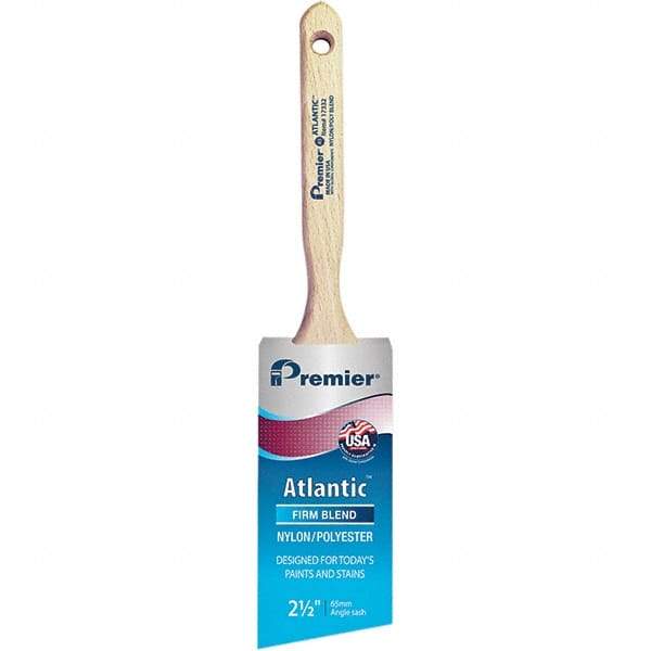 Premier Paint Roller - 2-1/2" Tapered Nylon/Polyester Angular Brush - 2-15/16" Bristle Length, 7-1/2" Wood Sash Handle - Apex Tool & Supply