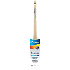 Premier Paint Roller - 1-1/2" Tapered Nylon/Polyester Trim Brush - 2-3/16" Bristle Length, 7" Wood Sash Handle - Apex Tool & Supply