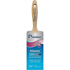 Premier Paint Roller - 2-1/2" Tapered Nylon/Polyester Varnish Brush - 2-15/16" Bristle Length, 5-1/2" Wood Beavertail Handle - Apex Tool & Supply