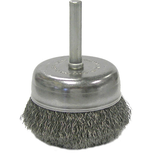 2″ Crimped Wire Utility Cup Brush, .008″ Steel Fill, 1/4″ Stem - Apex Tool & Supply