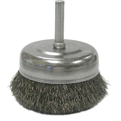 2-1/2″ Crimped Wire Utility Cup Brush, .008″ Steel Fill, 1/4″ Stem - Apex Tool & Supply