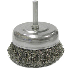 2-1/2″ Crimped Wire Utility Cup Brush, .014″ Steel Fill, 1/4″ Stem - Apex Tool & Supply