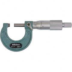 Mitutoyo - Mechanical Outside Micrometers Minimum Measurement (Decimal Inch): 0.0000 Maximum Measurement (Decimal Inch): 1.0000 - Apex Tool & Supply