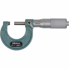 Mitutoyo - Mechanical Outside Micrometers Minimum Measurement (Decimal Inch): 0.0000 Maximum Measurement (Decimal Inch): 1.0000 - Apex Tool & Supply
