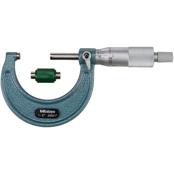 Mitutoyo - Mechanical Outside Micrometers Minimum Measurement (Decimal Inch): 1.0000 Maximum Measurement (Decimal Inch): 2.0000 - Apex Tool & Supply