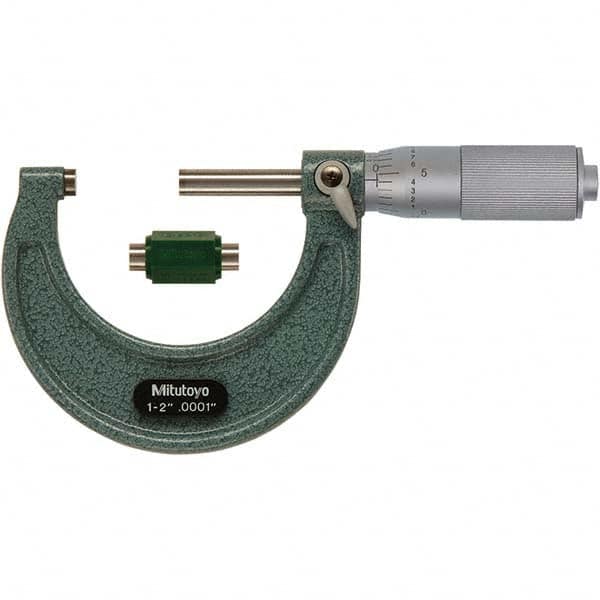 Mitutoyo - Mechanical Outside Micrometers Minimum Measurement (Decimal Inch): 1.0000 Maximum Measurement (Decimal Inch): 2.0000 - Apex Tool & Supply